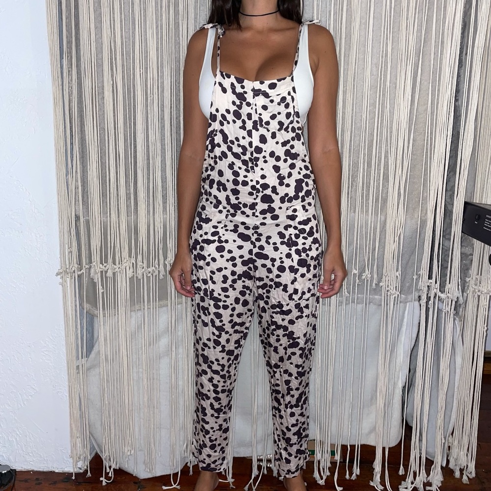 Stillwater LA Cow Print Some Beachy Overalls